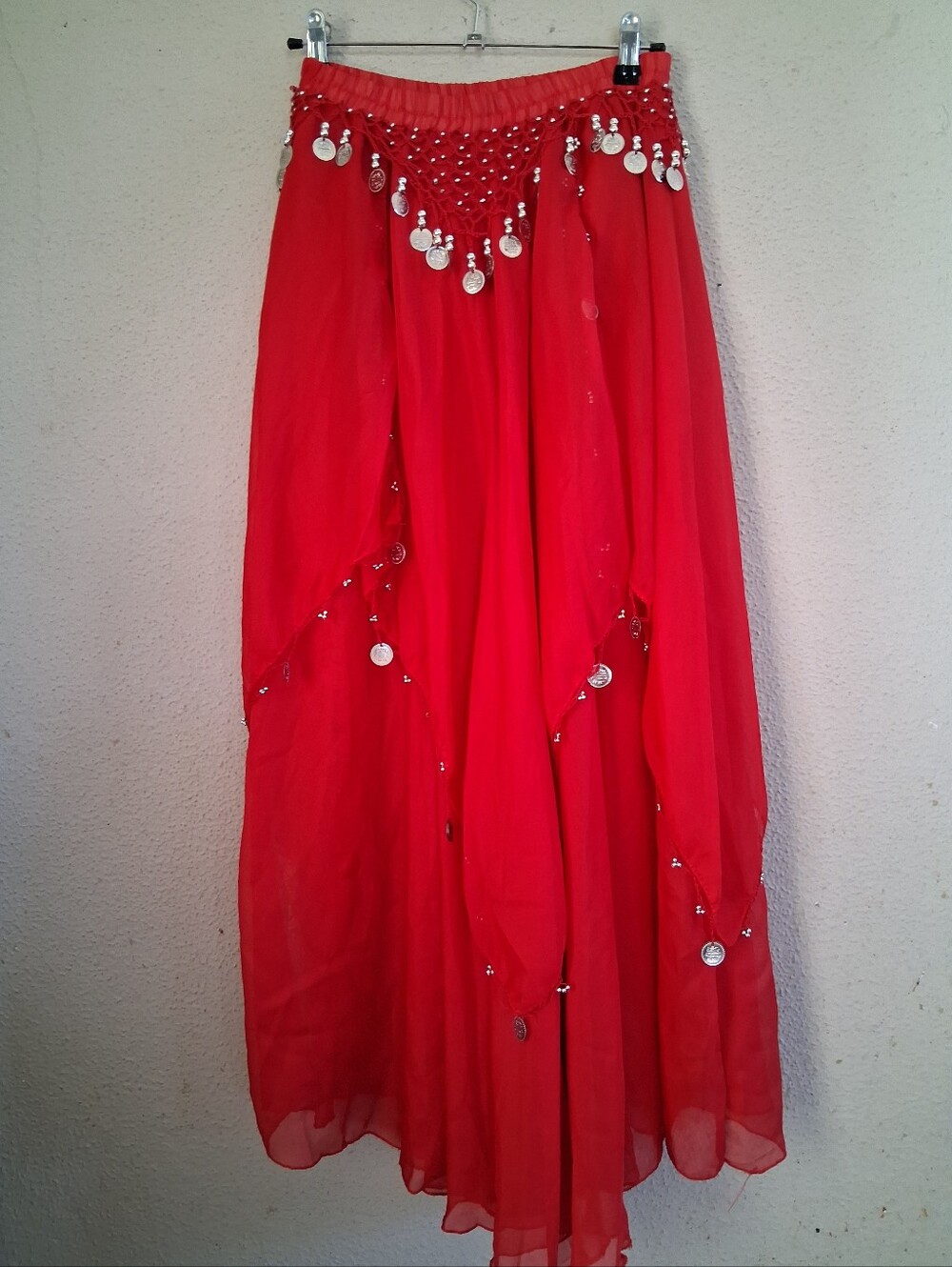 Red Coin-Trim Belly Dance Bra Top - Women's Belly Dancing Costume or Halloween